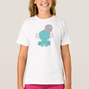 Elefant mit Ballon, blauer Elefant, Süße Tier T-Shirt