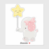 Elefant mit Ballon, Krone, Niedlicher Elefant, Sta Aufkleber (Blatt)