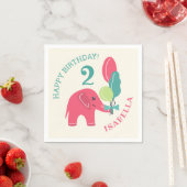 Elefant mit Ballon-Mädchen-2. Geburtstag Serviette (Beispiel)