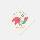 Elefant mit Ballon-Mädchen-2. Geburtstag Serviette (Ecke)