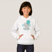 Elefant mit Ballon, Niedlicher Elefant - Blau grau Hoodie (Vorne ganz)