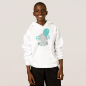 Elefant mit Ballon, Niedlicher Elefant - Blau grau Hoodie (Vorne ganz)