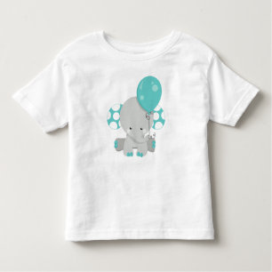 Elefant mit Ballon, Niedlicher Elefant - Blau grau Kleinkind T-shirt