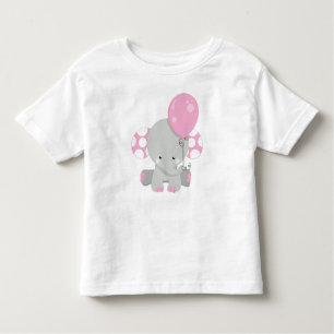 Elefant mit Ballon, Niedlicher Elefant - rosa grau Kleinkind T-shirt