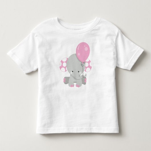 Elefant mit Ballon, Niedlicher Elefant - rosa grau Kleinkind T-shirt (Vorderseite)
