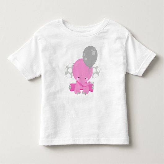 Elefant mit Ballon, rosa Elefant, Süße Tier Kleinkind T-shirt (Vorderseite)