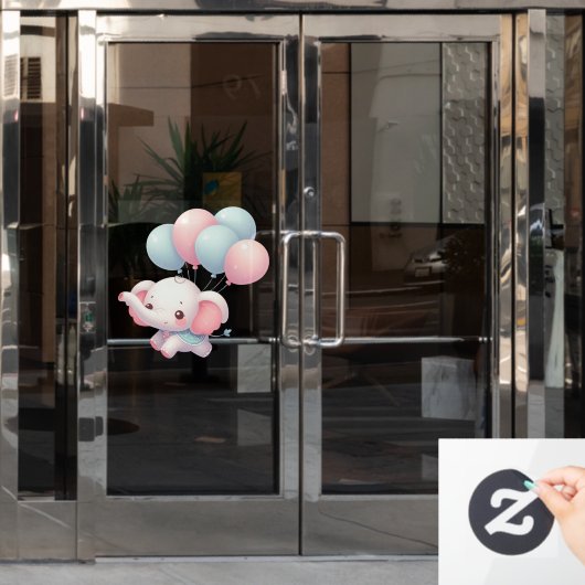 Elefant mit Ballons Fensteraufkleber (Büro Tür)