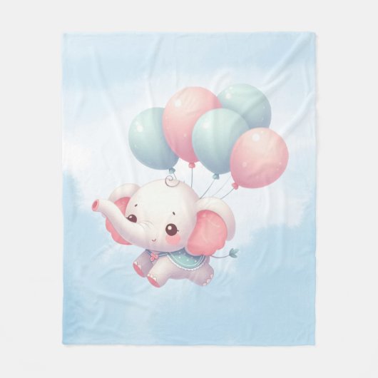 Elefant mit Ballons Fleecedecke (Vorderseite)
