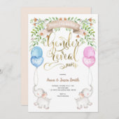 Elefant mit Ballons, Party der Geschlechtsoffenbar Einladung (Vorne/Hinten)