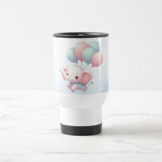 Elefant mit Ballons Reisebecher (Mittel)