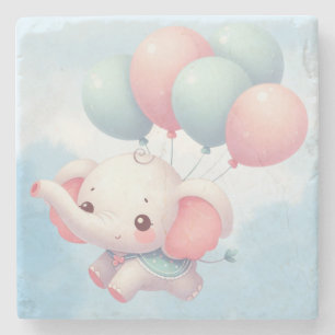 Elefant mit Ballons Steinuntersetzer