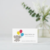 Elefant mit Balloons Kinder Party Visitenkarten Visitenkarte (Stehend Vorderseite)