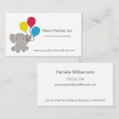 Elefant mit Balloons Kinder Party Visitenkarten Visitenkarte (Vorne/Hinten)