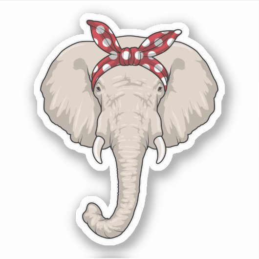 Elefant mit Bandana Aufkleber (Vorderseite)