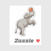 Elefant mit Basketball Aufkleber (Blatt)