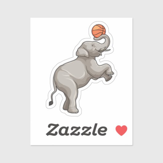 Elefant mit Basketball Aufkleber (Blatt)