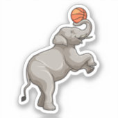 Elefant mit Basketball Aufkleber (Vorderseite)