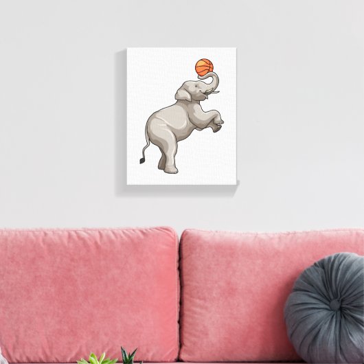 Elefant mit Basketball Leinwanddruck (Insitu (Wohnzimmer))