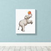 Elefant mit Basketball Leinwanddruck (Insitu (Holzboden))