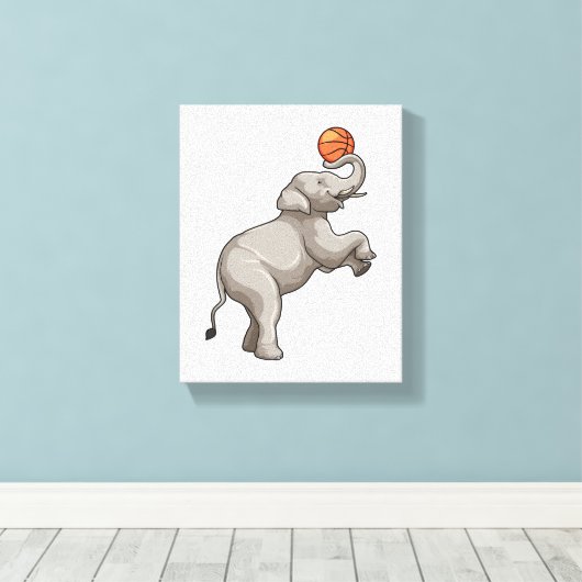 Elefant mit Basketball Leinwanddruck (Insitu (Holzboden))