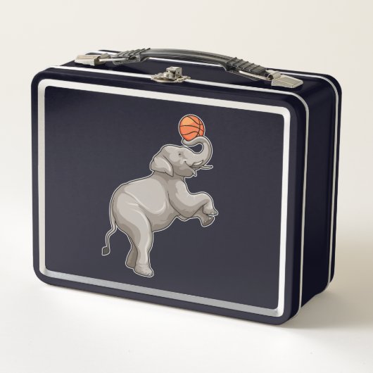 Elefant mit Basketball Metall Brotdose (Vorderseite)