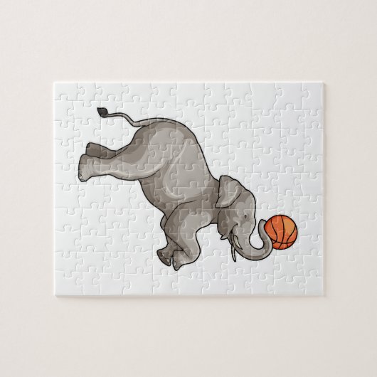 Elefant mit Basketball Puzzle (Horizontal)