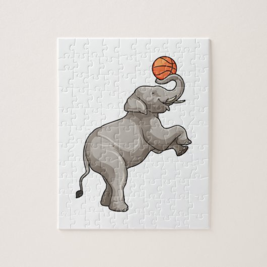 Elefant mit Basketball Puzzle (Vertikal)