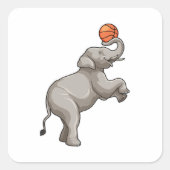 Elefant mit Basketball Quadratischer Aufkleber (Vorderseite)