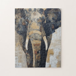 Elefant mit Benin-Designs auf dem Körper Puzzle