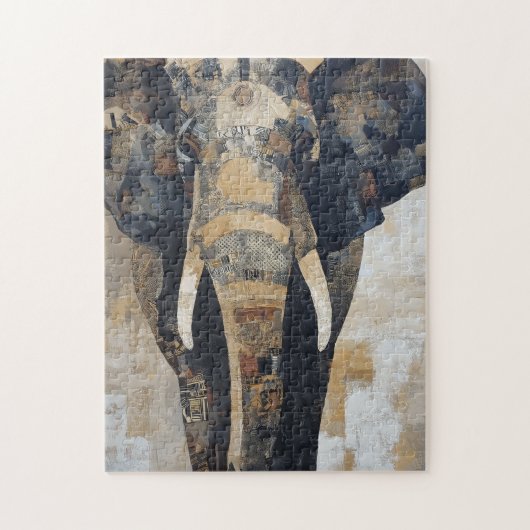 Elefant mit Benin-Designs auf dem Körper Puzzle (Vertikal)