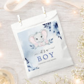 Elefant mit blauen Anemonen Es ist eine Baby-Dusch Geschenktütchen (Ausgeschnitten)