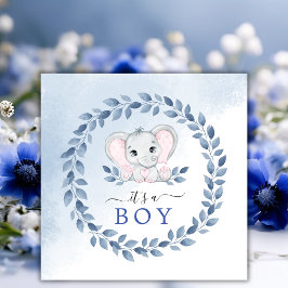 Elefant mit blauen Anemonen Es ist eine Baby-Dusch Save The Date
