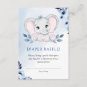 Elefant mit blauen Anemonen Junge Windeln Raffle Begleitkarte (Vorderseite)