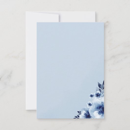 Elefant mit Blue Anemones Baby Dusche Dankeskarte (Rückseite)