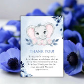 Elefant mit Blue Anemones Baby Dusche Dankeskarte