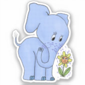 Elefant mit Blume  Aufkleber (Vorderseite)