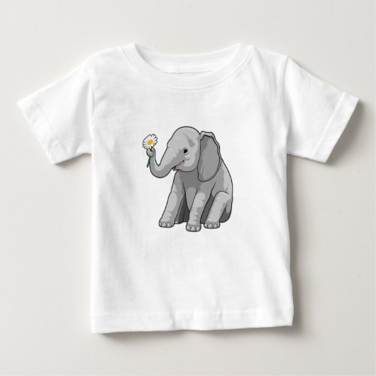 Elefant mit Blume Baby T-shirt (Vorderseite)