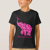 Elefant mit Blume Brustkrebs-Bewusstsein Ribbo T-Shirt (Vorderseite)
