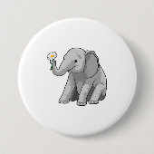 Elefant mit Blume Button (Vorderseite)
