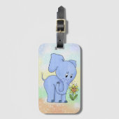 Elefant mit Blume Gepäckanhänger (Vorderseite Vertikal)