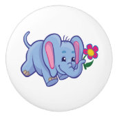 Elefant mit Blume Keramikknauf (Vorderseite)