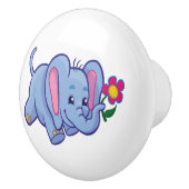 Elefant mit Blume Keramikknauf (Rechts)
