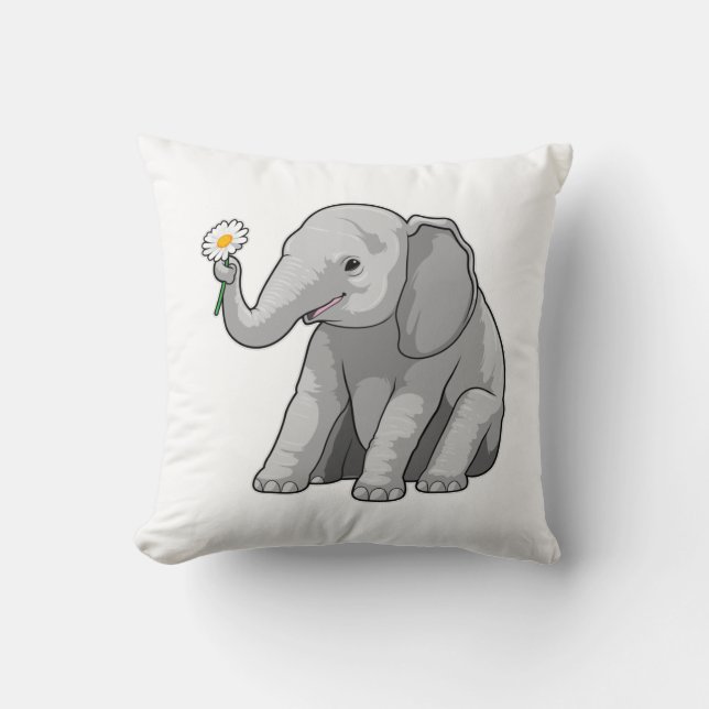 Elefant mit Blume Kissen (Vorderseite)