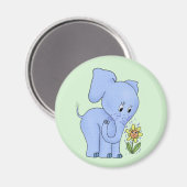 Elefant mit Blume Magnet (Vorderseite/Rückseite)