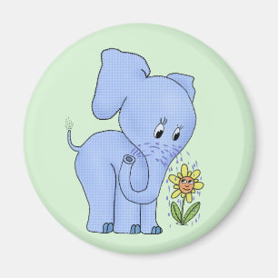 Elefant mit Blume Magnet