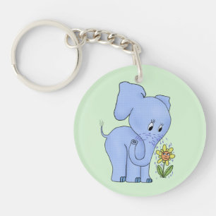 Elefant mit Blume Schlüsselanhänger