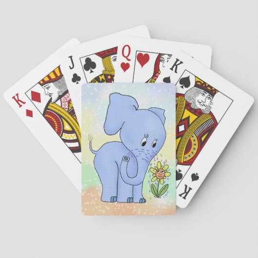 Elefant mit Blume Spielkarten (Rückseite)