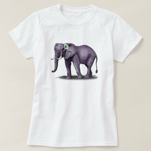 Elefant mit Blume T-Shirt (Design vorne)