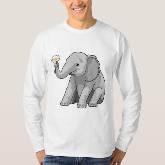 Elefant mit Blume T-Shirt (Vorderseite)