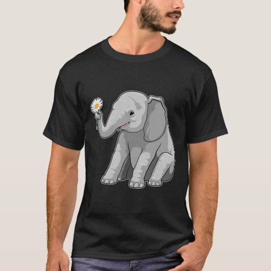 Elefant mit Blume T-Shirt (Vorderseite)